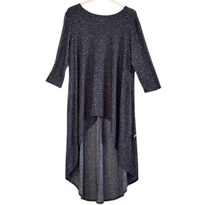🌈 6/$60 Cha Cha Vente High Low Dress 3/4 Sleeve Stretchy Black White Extra Large